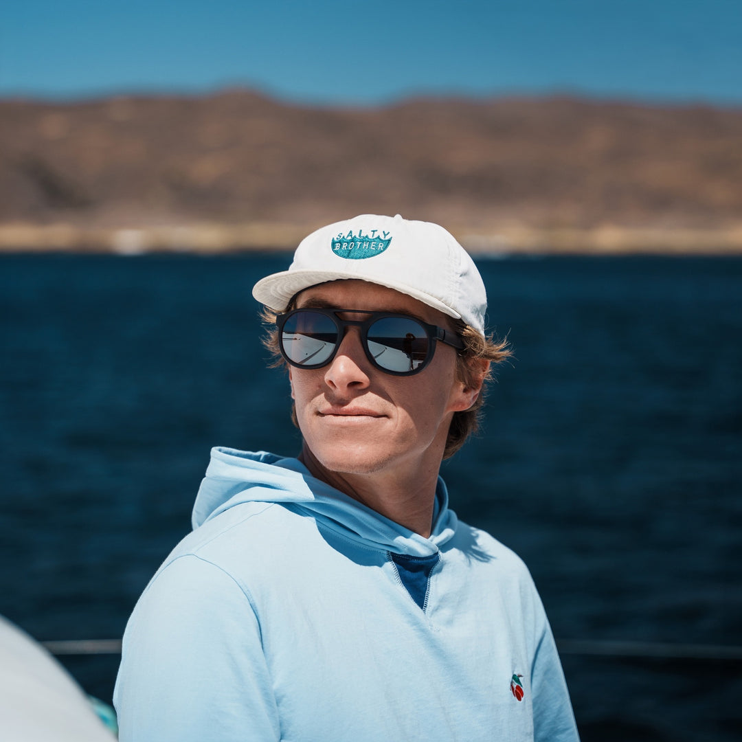 Alie in the Galapagos, wearing Fort Point