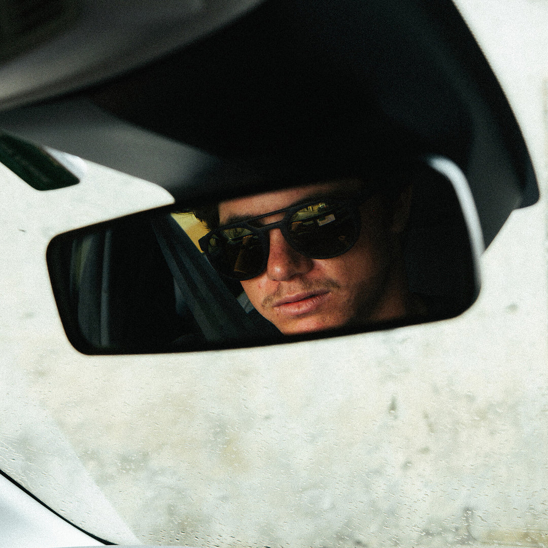 Driving — rearview reflection, wearing basn5 Fort Point