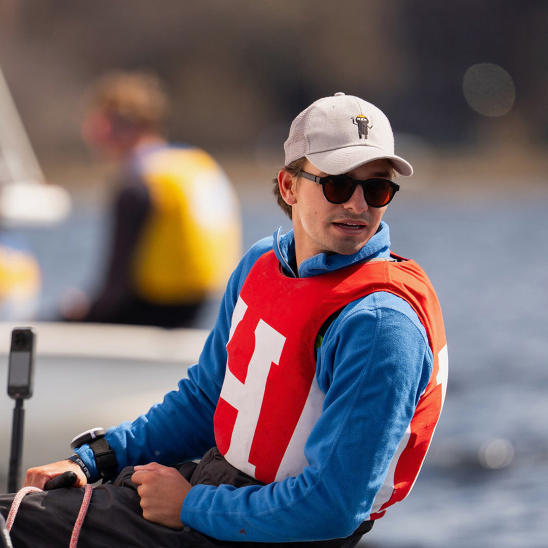 Justin Callahan sailing, wearing basn5 Highway 1
